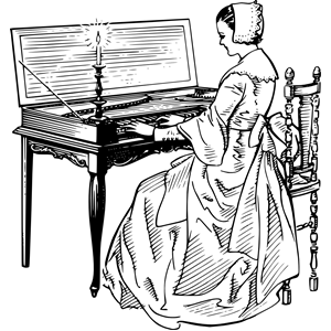 Woman playing a clavichord