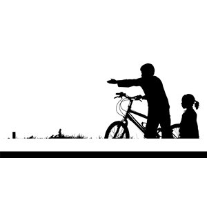 Kids And Bike Silhouette