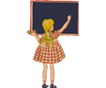 Girl and blackboard