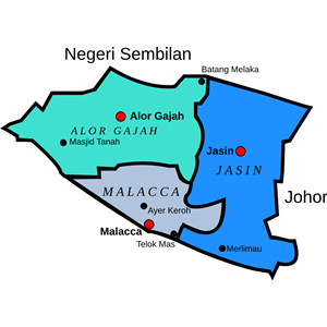 Map of Melaka, Malaysia